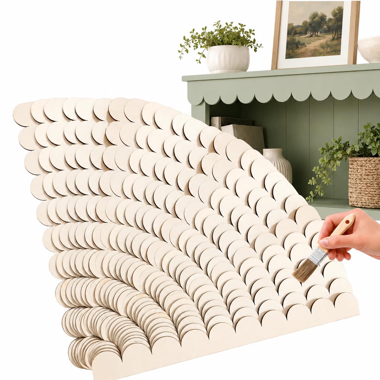 Home Decor Wall Molding - 12pcs Scalloped Wood Trim - Elegant