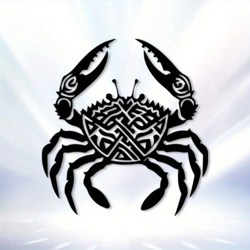 Home Decor Nautical - Crab Metal Wall Decor Tribal Pattern
