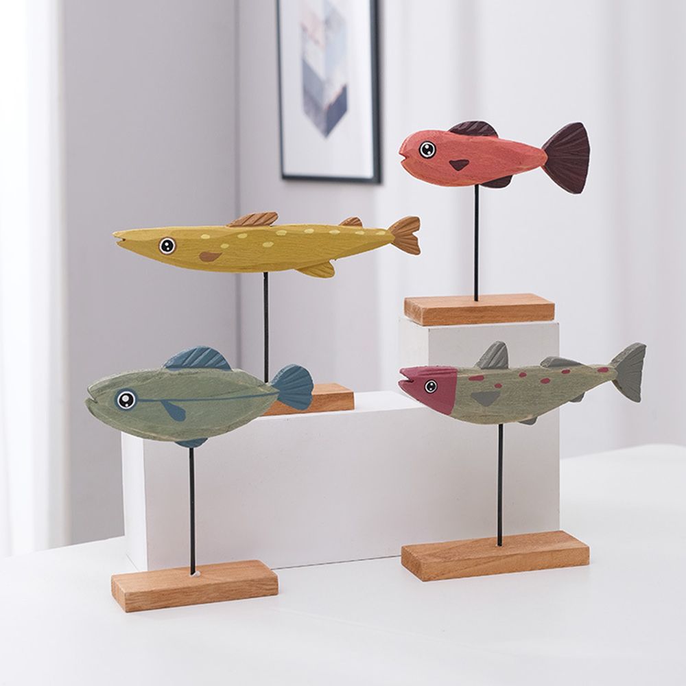 Home Decor Modern Organic - Colorful Wooden Fish Statue Nordic Style