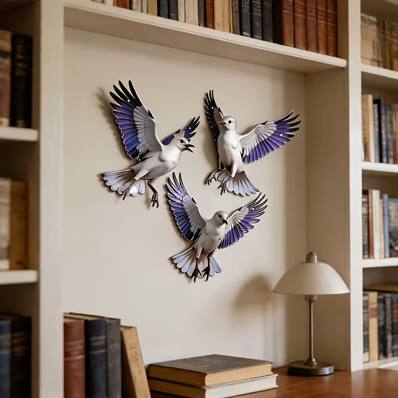Home Decor Nautical - 3 Pcs 2D Flat Wooden Seagull
