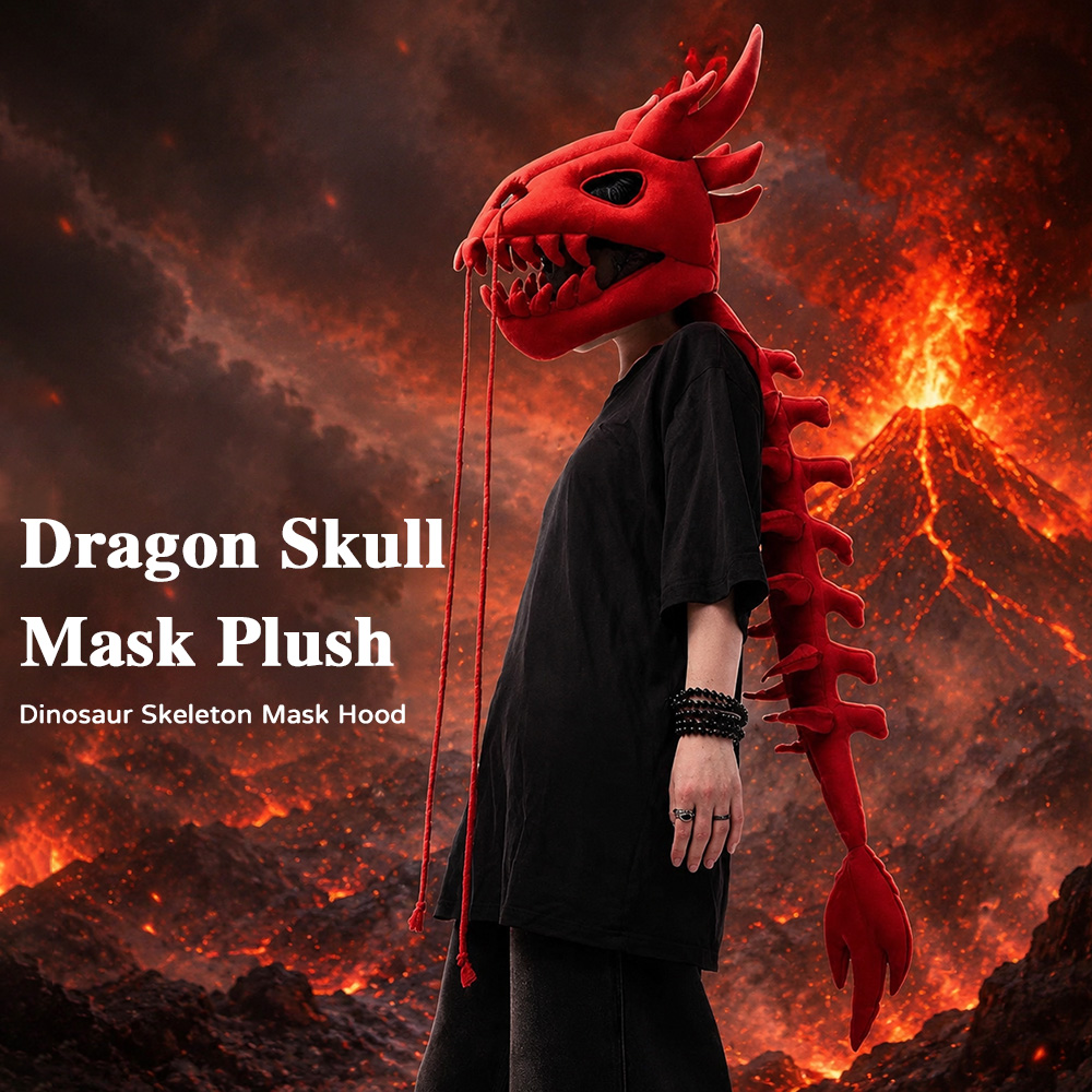 Home Decor Wall Molding - Dragon Skull Spine Plush Hood Long