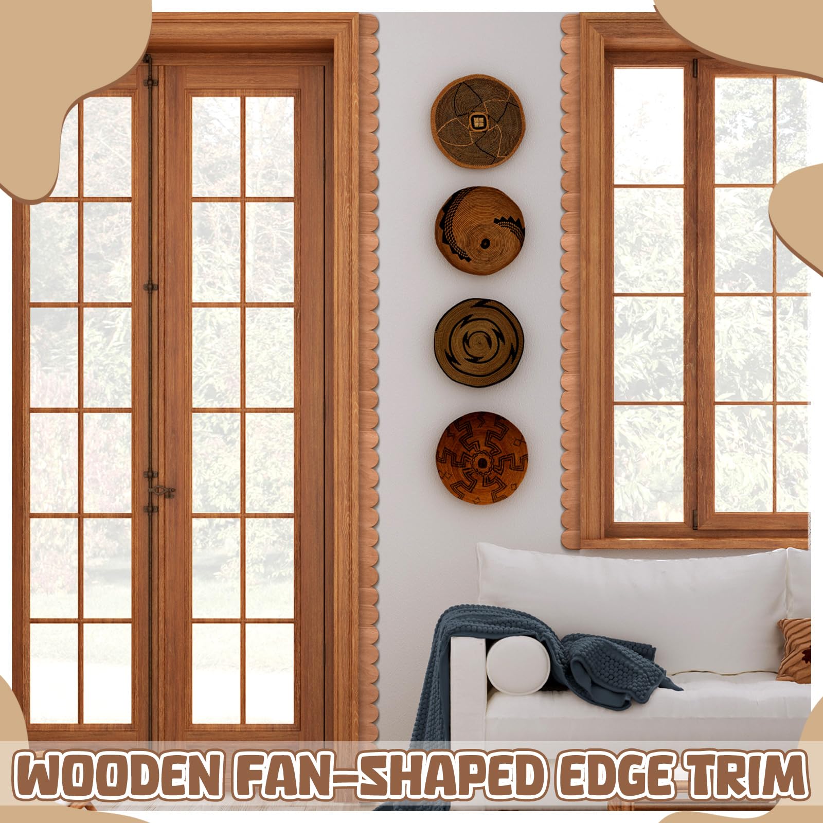 12pcs Scalloped Wood Trim - El - огляд і ціна Home Decor Wall Molding