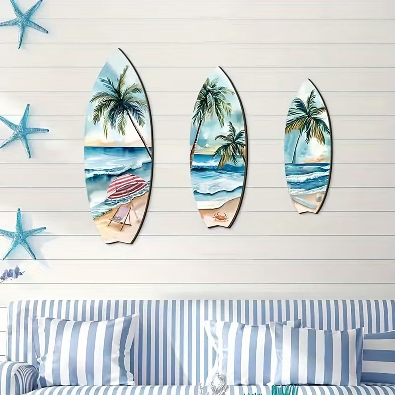 3pcs Ocean View Surfboard Wood - огляд і ціна Home Decor Nautical