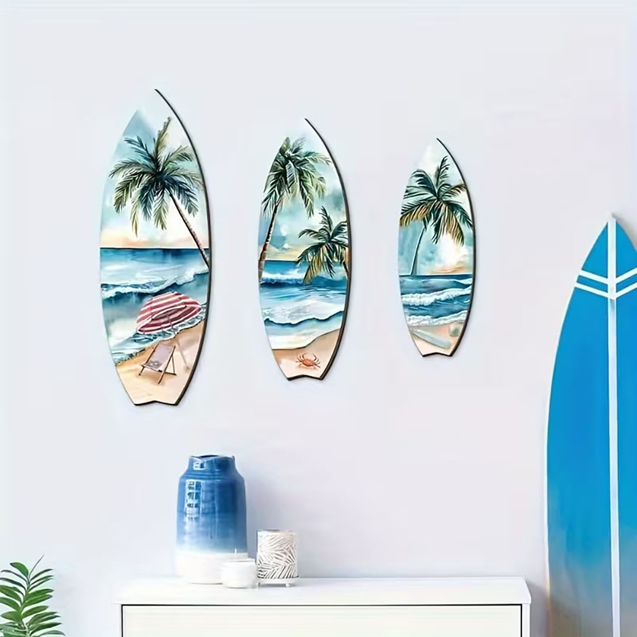 3pcs Ocean View Surfboard Wood - огляд і ціна Home Decor Nautical