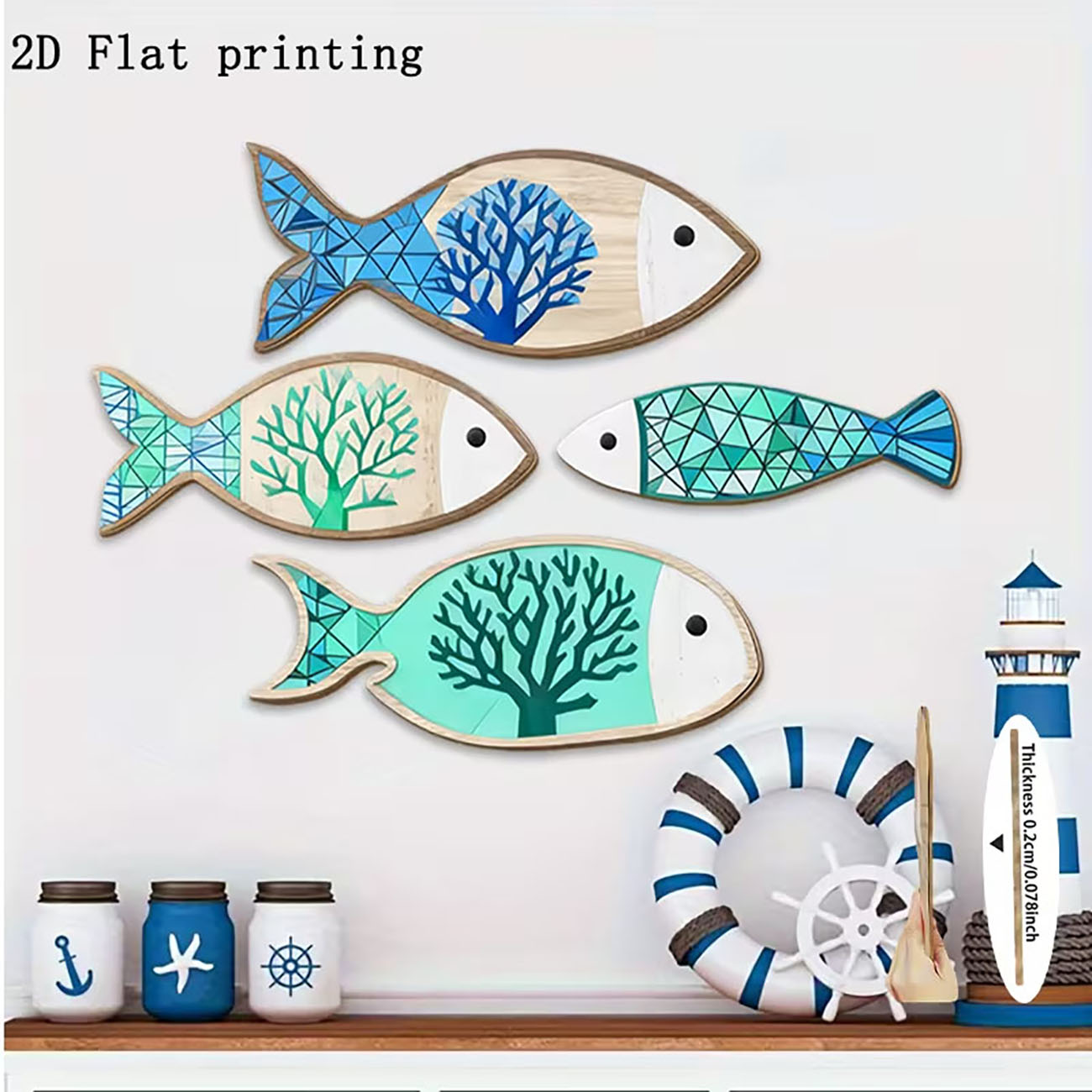 Wooden Coral Fish Wall Decor 2 - огляд і ціна Home Decor Nautical