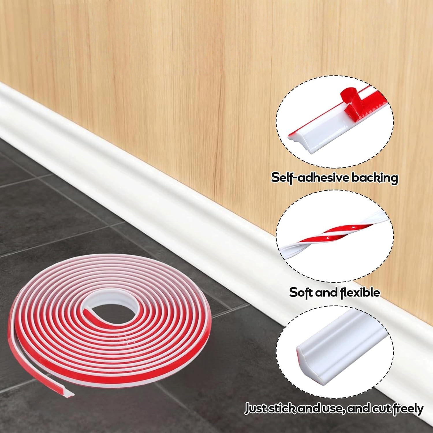 1pc Self-Adhesive TPE Material - огляд і ціна Home Decor Wall Molding