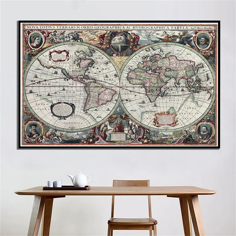 Retro World Map Nautical Ocean - огляд і ціна Home Decor Nautical