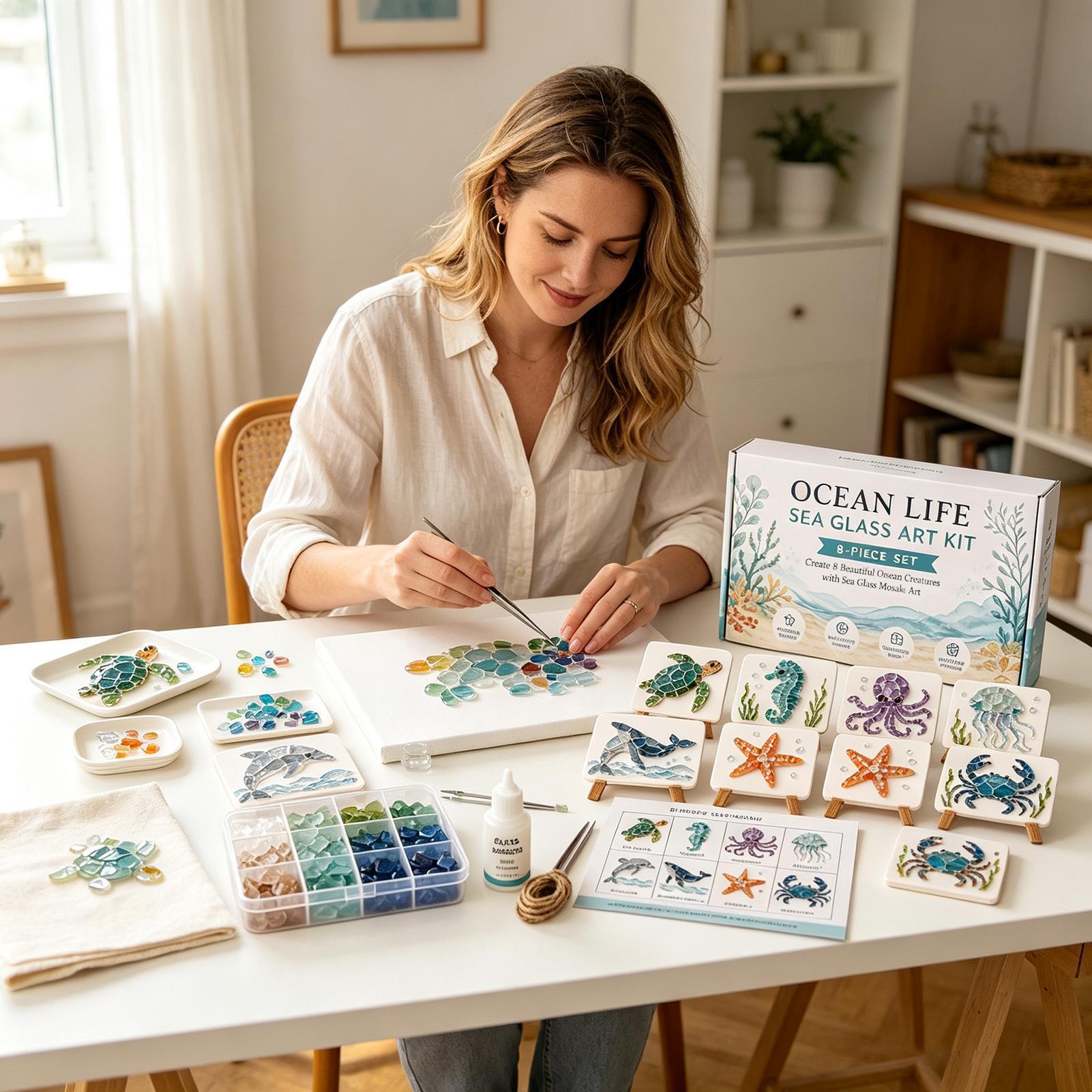 1pc Ocean Life Sea Glass Mosai - огляд і ціна Home Decor Nautical