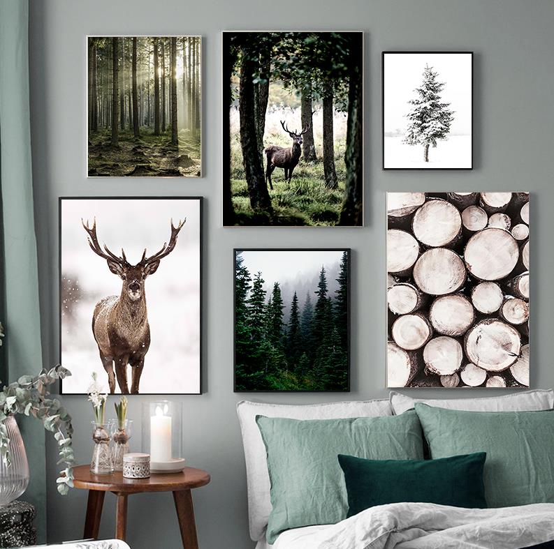 Winter Snow Forest Deer Owl Su - огляд і ціна Home Decor Japandi