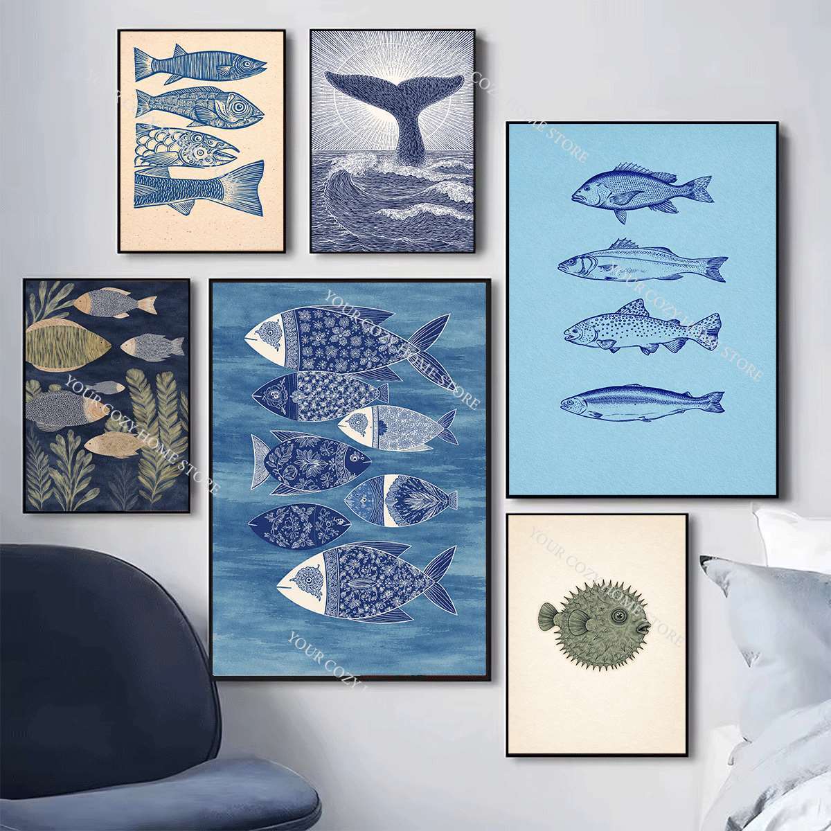 Minimalist Nautical Fish and W - огляд і ціна Home Decor Nautical